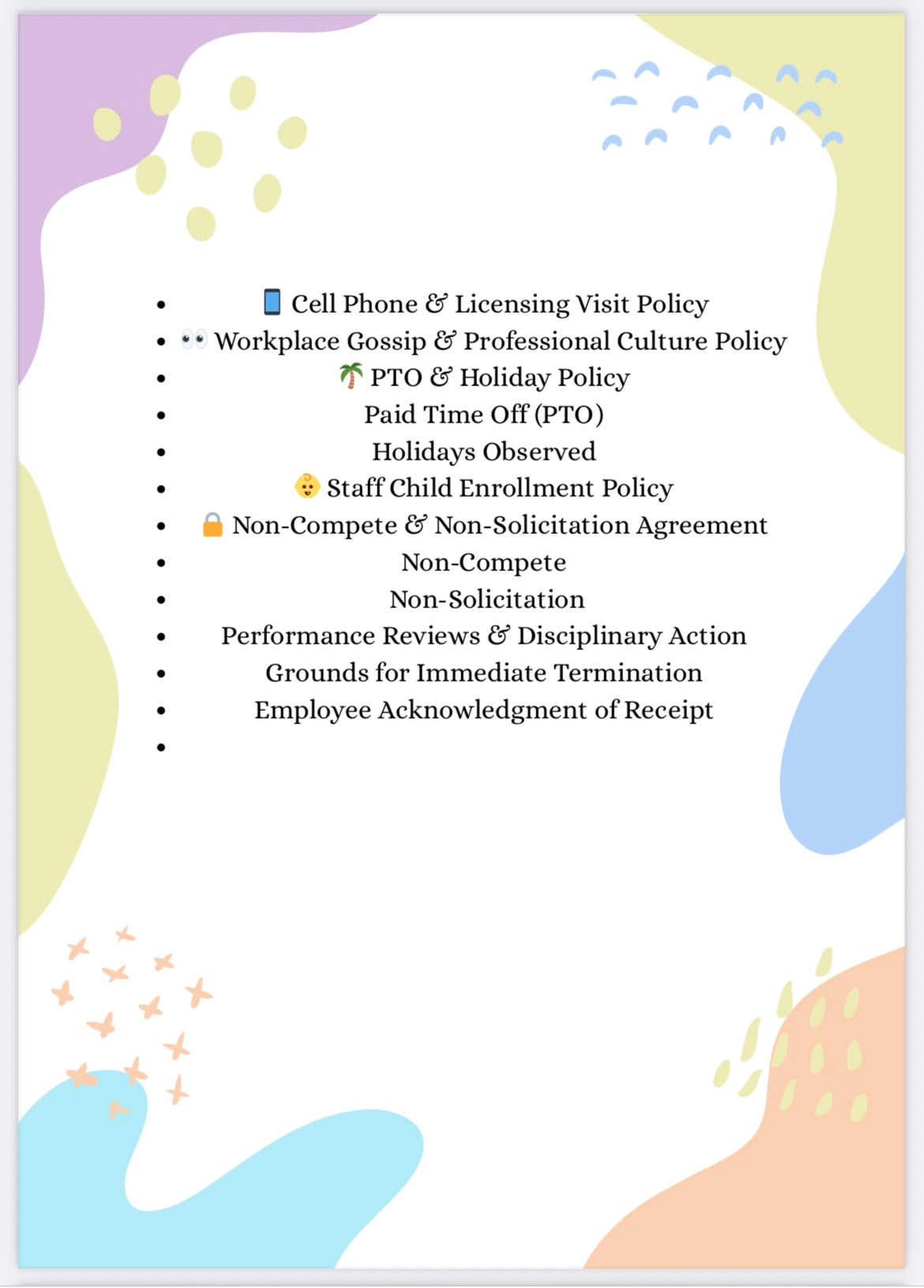 Daycare Employee Handbook